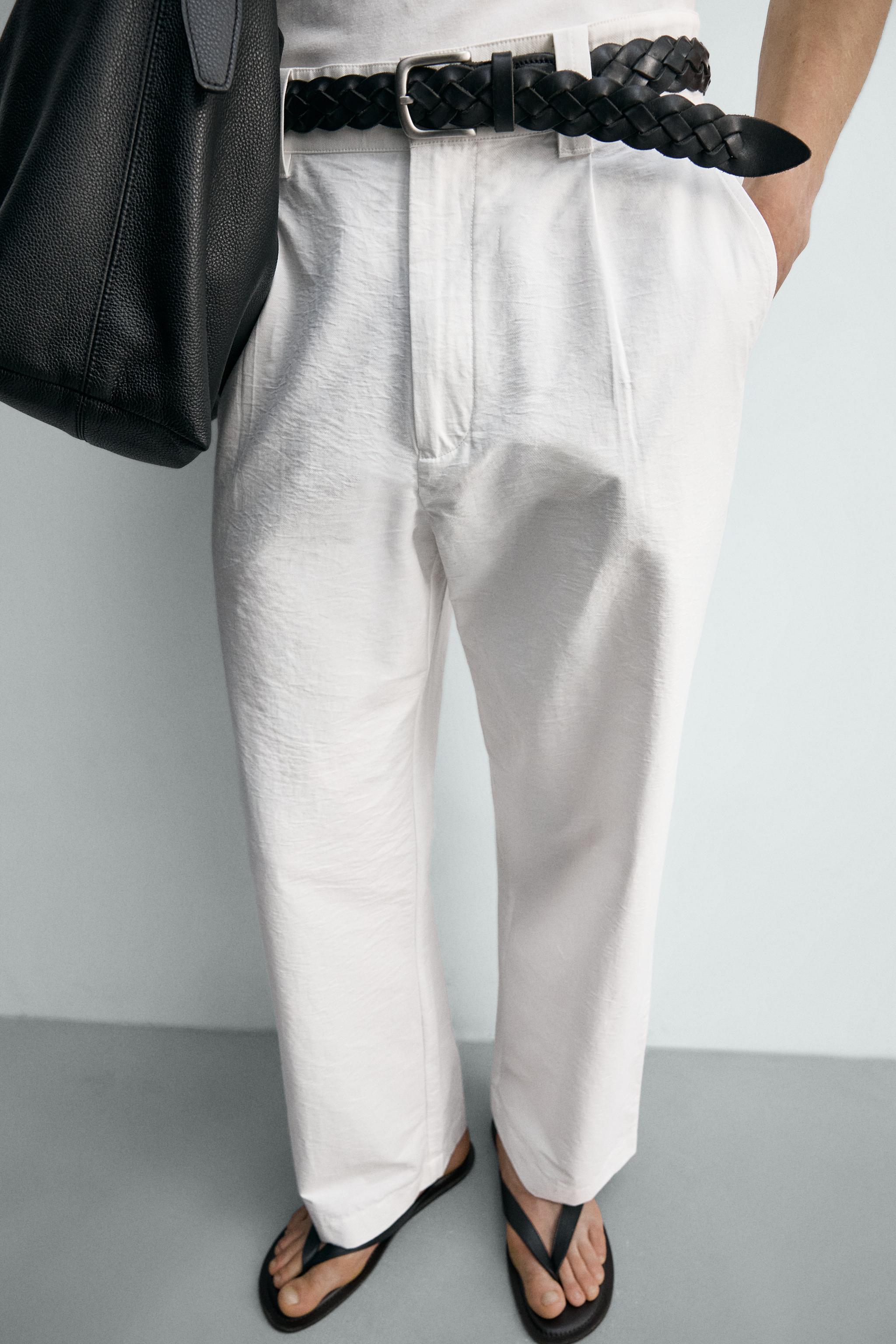 PANTALON COUPE LARGE À PLIS